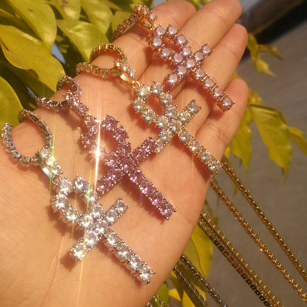 Infinity Cross Diamond Tennis Necklace