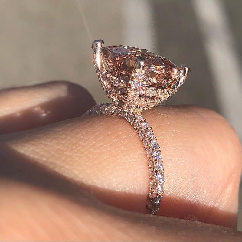 Rose Gold Square Diamond Ring