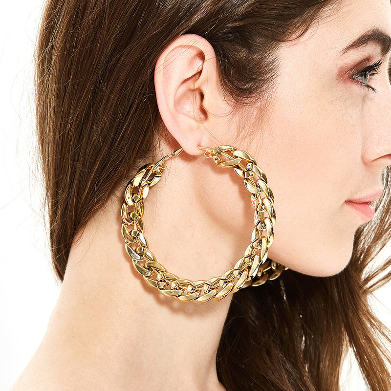 Oversized Twist Link Hoop Earrings