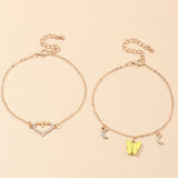 Butterfly and Heart Charm Anklets