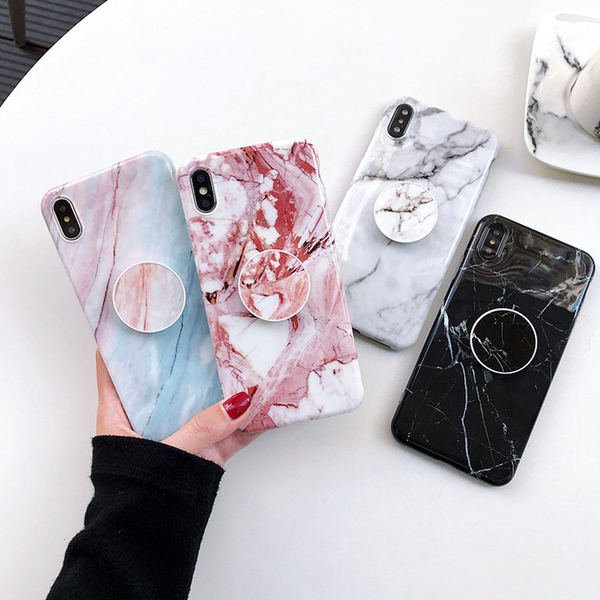 Marble Design IPhone Case with Pop Socket